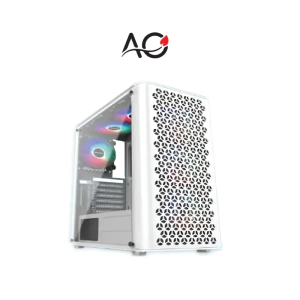 PC Power Trinity Mesh White Mid Tower ATX Gaming Desktop Casing #PP-GS2407 WH